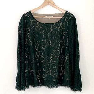 Rose + Olive Green Lace Top